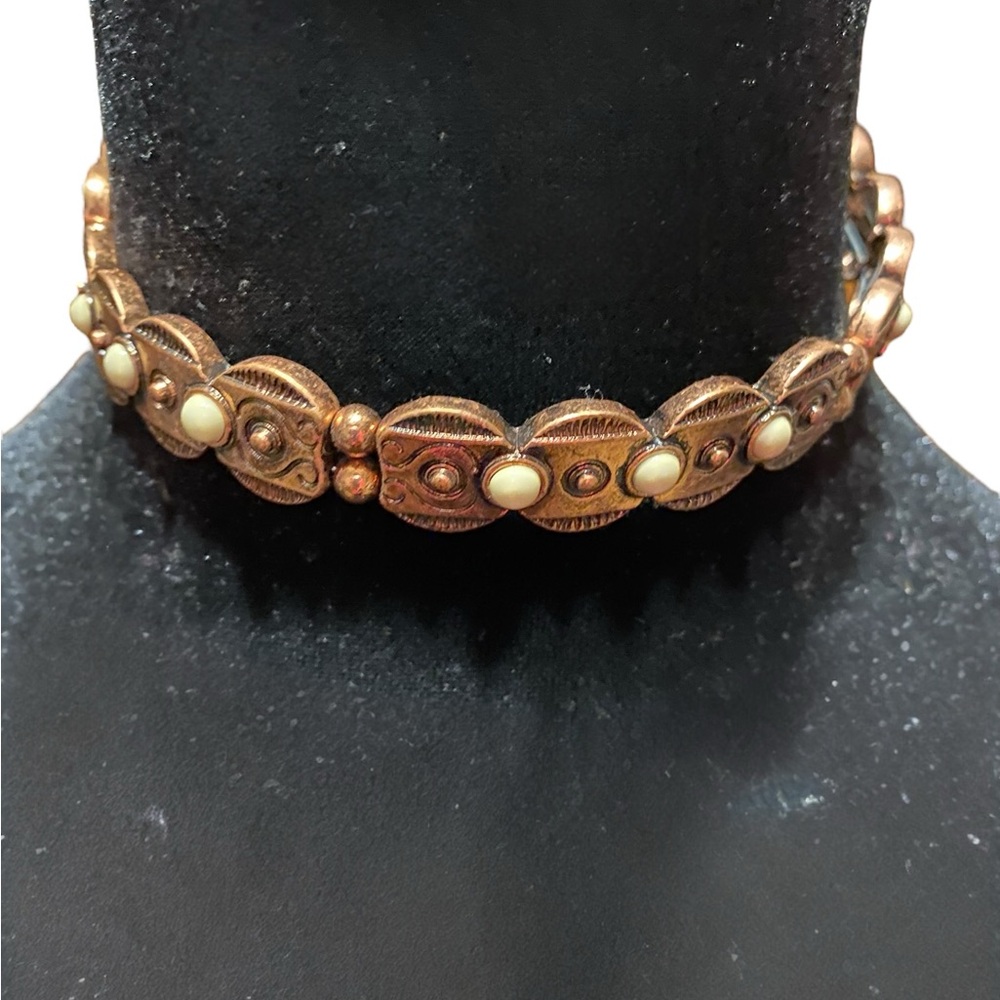 Elegant Copper Tone Choker with Cream Cabochon by Shyanne